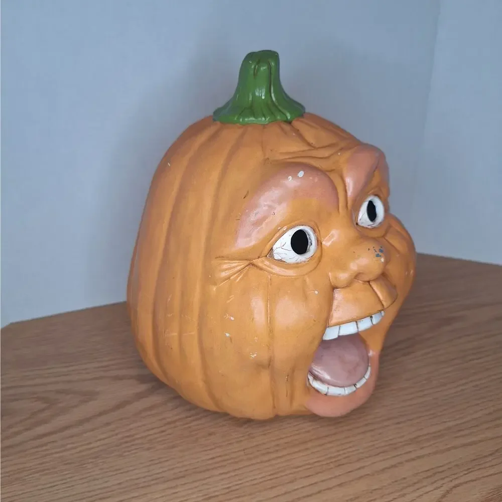 VTV Vintage Ceramic Pumpkin Jack O Lantern Wide Mouth Bloodshot Eyes Halloween